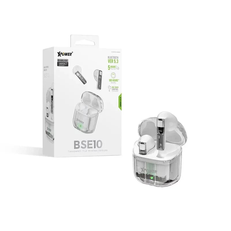 Xpower True Wireless Bluetooth 5.3 Earbuds - Transparent White - Tashqila Xpower True Wireless Bluetooth 5.3 Earbuds - Transparent White - Tashqila